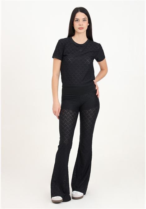 Black FASHION MONOGRAM LACE FLARED sports trousers for women ADIDAS ORIGINALS | IT9727.